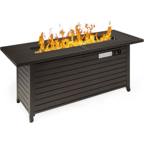 50,000 BTU Rectangular Propane Gas Fire Pit Table w/ Storage, Cover - 57in - Lot 2782
