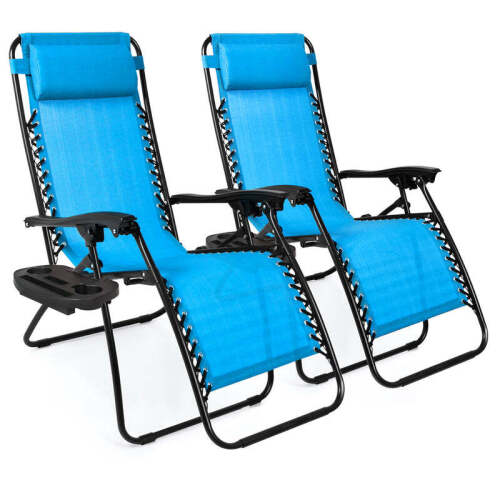 Set of 2 Adjustable Zero Gravity Patio Chair Recliners w/ Cup Holders - Lot 2785
