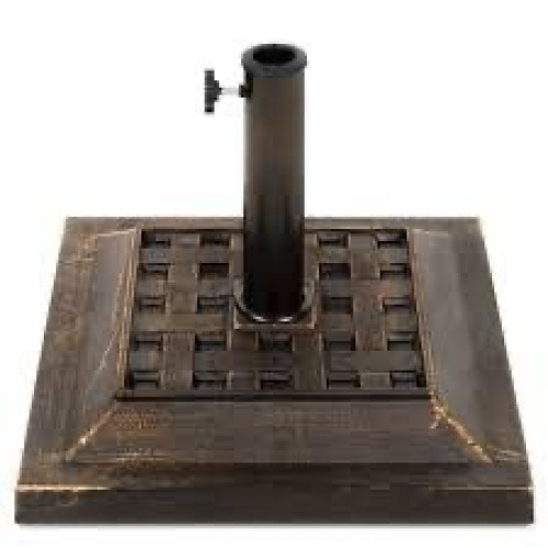 26lb Steel Square Patio Umbrella Base Stand, Basketweave Pattern - Lot 2902