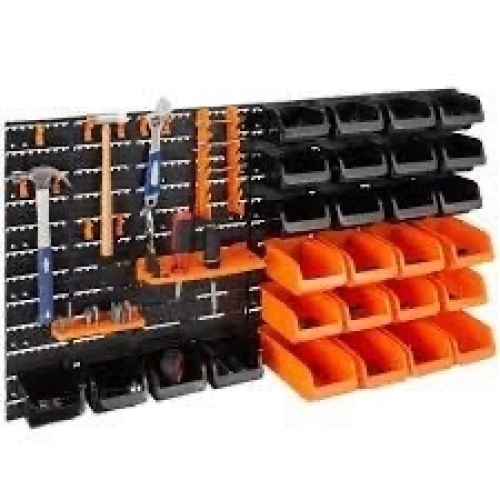 44-Piece Wall Mounted Garage Storage Rack, Tool Organizer - 38x21.25in - Lot 2923