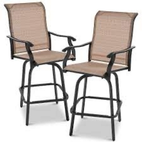 Set of 2 Swivel Barstools w/ 360 Rotation, All-Weather Mesh - Lot 2954