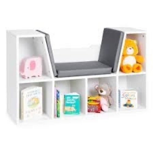 6-Cubbie Kids Bookcase Furniture Accent w/ Cushioned Reading Nook - Lot 2964