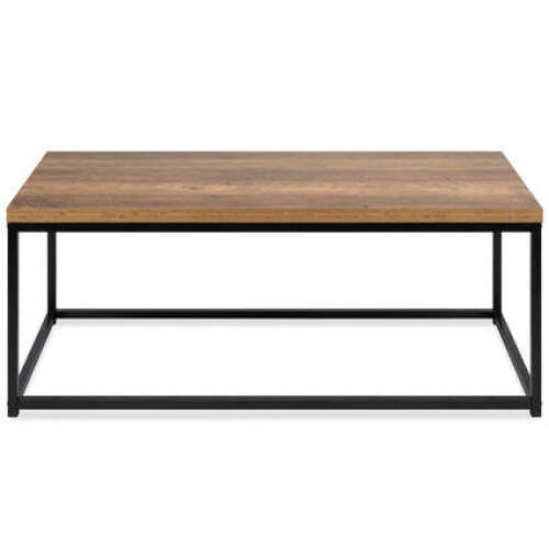 Modern Industrial Rectangular Wood Grain Coffee Table w/ Metal Frame - Lot 2136