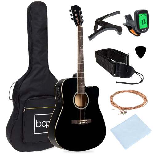 Beginner Acoustic Electric Cutaway Guitar Set w/ Case, Strap - Lot 2426