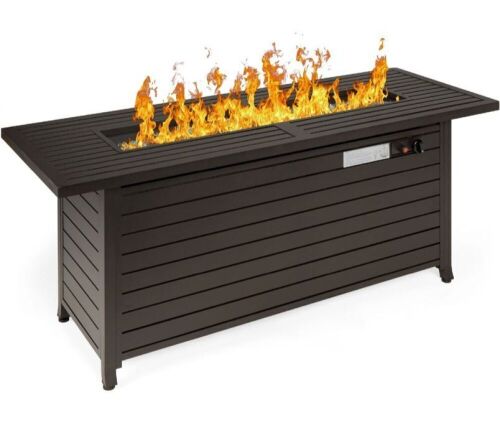 50,000 BTU Rectangular Propane Gas Fire Pit Table w/ Storage, Cover - 57in - Lot 41