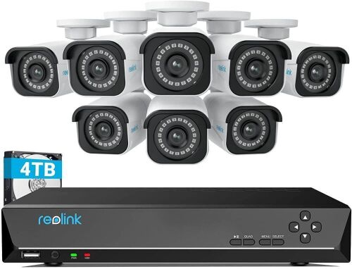 REOLINK 4K Security Camera System, 8pcs H.265 4K PoE Security Cameras Wired with Basic Person Vehicle Detection, 8MP/4K 16CH NVR with 4TB HDD for 24-7 Recording, RLK16-800B8  - Lot 95