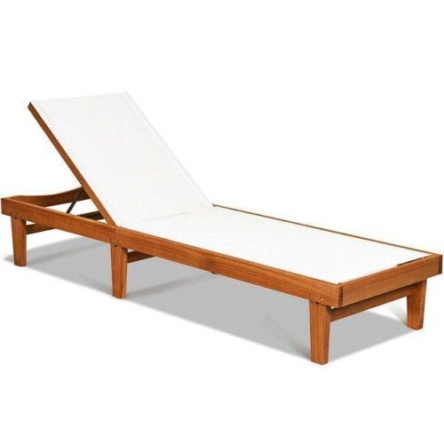 Solid Wood Back Adjustable Patio Lounge Chair  - Lot 103