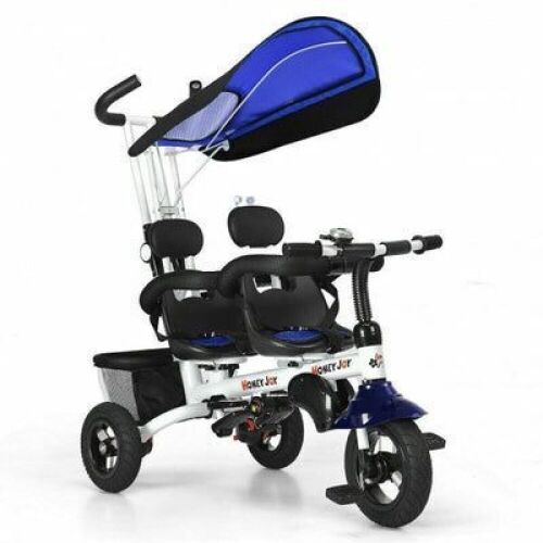 Twins Kids Baby Tricycle With Safety Double Rotatable Seat - Lot 142