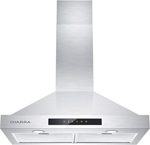 CIARRA Range Hood 30 inch 450 CFM Soft Touch Control Stainless Steel Vent Hood - Lot 357