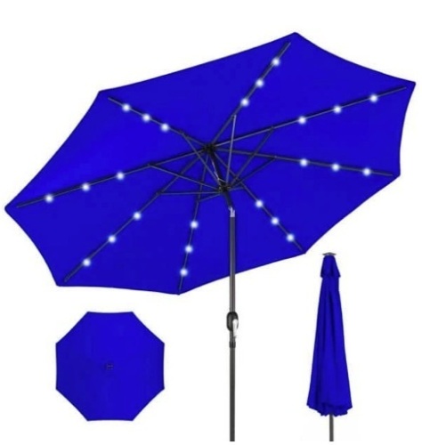 Solar LED Lighted Patio Umbrella w/ Tilt Adjustment, UV-Resistance - 10ft  - Lot 516