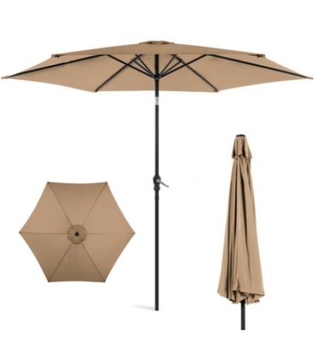  10ft Steel Patio Umbrella - Tan - Lot 883