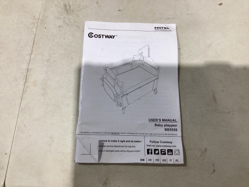 5-In-1 Portable Baby Beside Sleeper Bassinet Crib Playard With Diaper Changer-Gray BB5558GR, Unknown if Complete. - Lot 1077