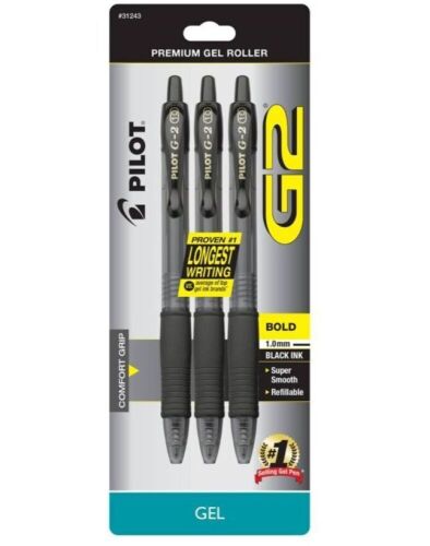 Case of (48) Pilot 3ct G2 Gel Pens Bold Point 1.0mm Black Ink - Lot 325