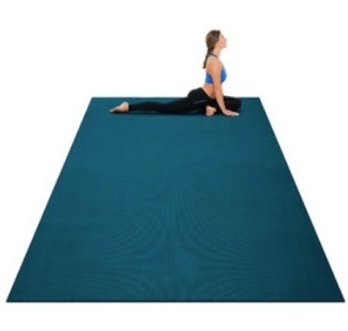  Large Yoga Mat 7' x 5' x 8 mm Thick Workout Mats for Home Gym Flooring Blue - Lot 468