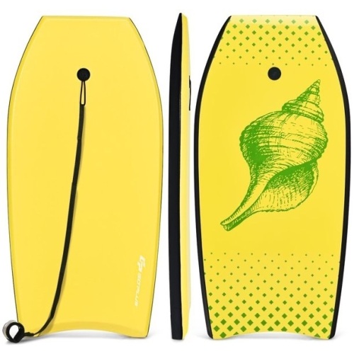 Goplus 41'' Super Lightweight Bodyboard Surfing W/Leash EPS Core Boarding IXPE Yellow  - Lot 498