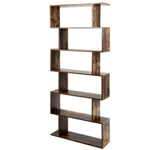 6-Tier Z-Shelf Style Storage Bookshelf-Coffee - Lot 544