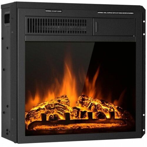 18" Electric Fireplace Insert Freestanding And Recessed Heater Log Flame Remote  - Lot 97