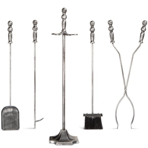 5-Piece Fireplace and Firepit Iron Tool Set w/ Tongs - Lot 799