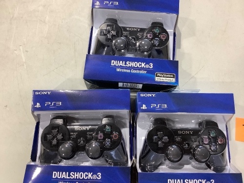 Lot of (3) PlayStation 3 Dualshock 3 Wireless Controller (Black)  - Lot 755