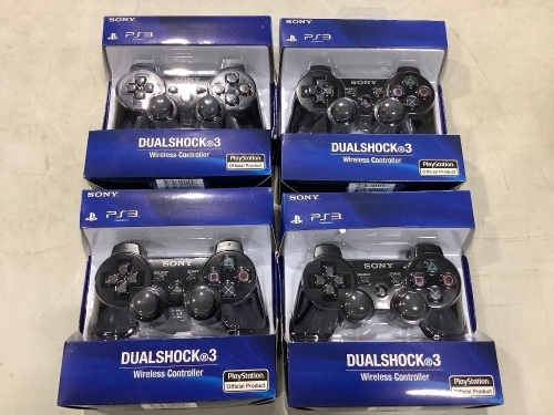 Lot of (4) PlayStation 3 Dualshock 3 Wireless Controller (Black)   - Lot 786