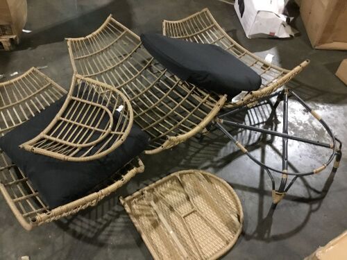 Wicker Egg Chair Oversized Indoor Outdoor Patio Lounger - Missing Arm Cushions, Hardware & Manual - Lot 588