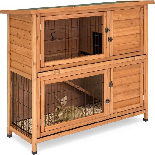 48x41in 2-Story Outdoor Wooden Pet Rabbit Hutch Animal Cage w/Ladder - Lot 1203
