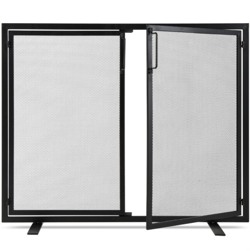 2-Door Wrought Iron Fireplace Screen w/ Magnetic Doors - 38.5x41in  - Lot 648