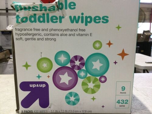 Fragrance-Free Flushable Toddler Wipes, 9 Packs, 432 ct  - Lot 1188