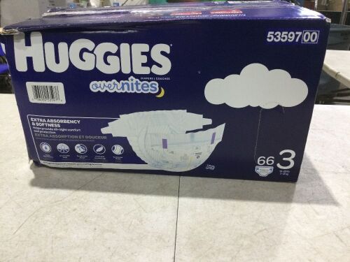 Huggies Overnites Nighttime Baby Diapers, Size 3, 66 ct  - Lot 1157
