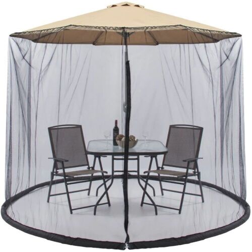 Adjustable Bug Net Accessory for Patio Umbrella w/ Zippered Door - 9ft - Lot 546