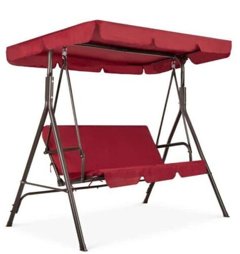 2-Person Outdoor Large Convertible Canopy Swing Glider Lounge Chair w/Removable Cushions - Lot 347