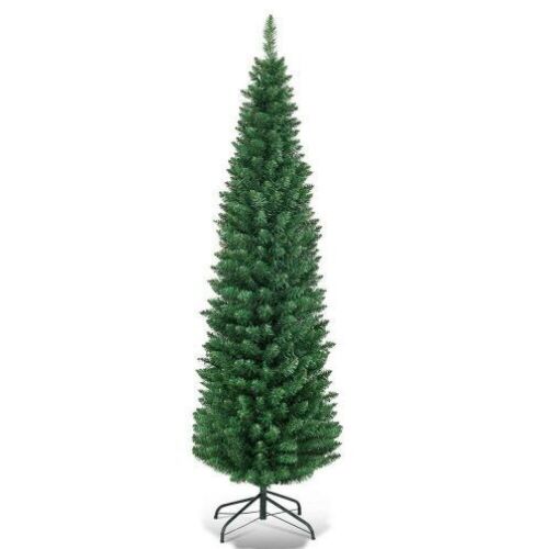 6 ft. PVC Unlit Artificial Slim Pencil Christmas Tree with Stand - Lot 1051