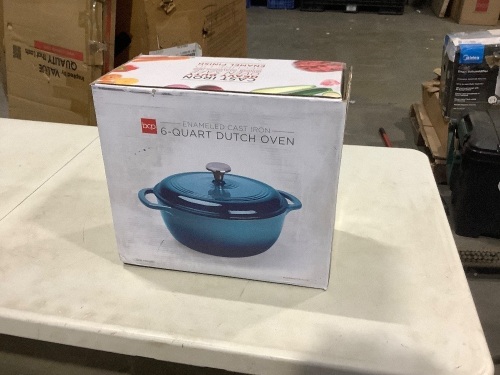 6qt Non-Stick Enamel Cast-Iron Dutch Oven Kitchen Cookware w/ Side Handles  - Lot 342