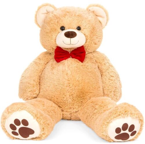 Giant Plush Teddy Bear Stuffed Animal w/ Bow Tie, Paw Prints - 38in - Lot 972