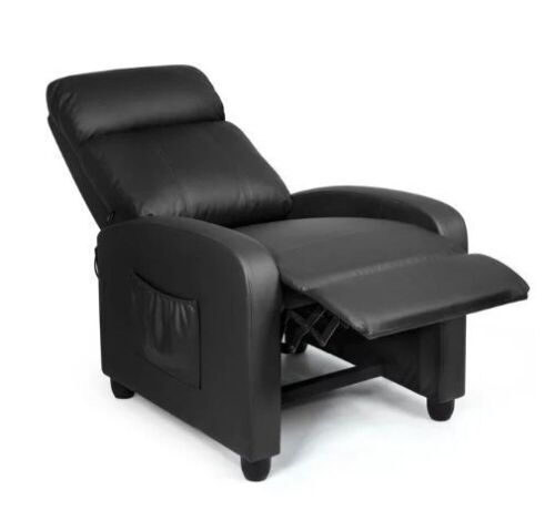 Recliner Massage Chair, Ergonomic Adjustable Single Sofa with Padded Seat Black - Lot 48