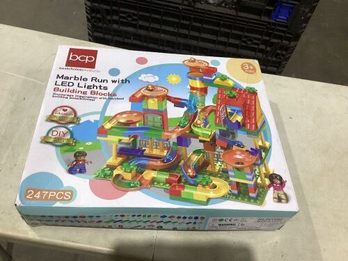 Kids 247-Piece Marble Run STEM Toy Puzzle Building Blocks Race Track Set w/ Ramps, Slides, Funnels - Unknown if Complete - Lot 1113