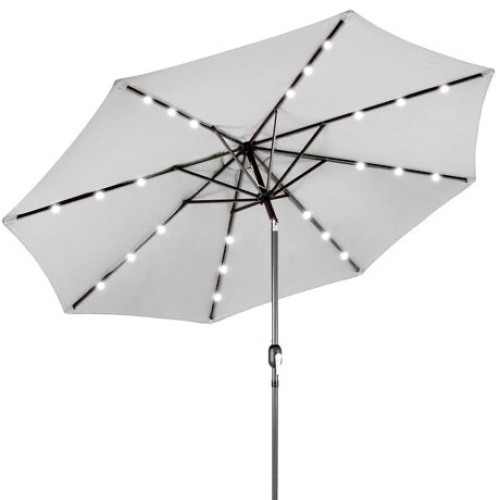 Solar LED Lighted Patio Umbrella w/ Tilt Adjustment, UV-Resistance - 10ft  - Lot 880