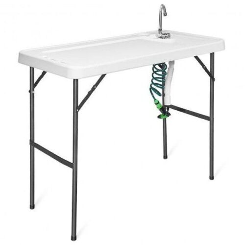 Folding Cleaning Sink Faucet Cutting Camping Table W/ Sprayer  - Lot 418