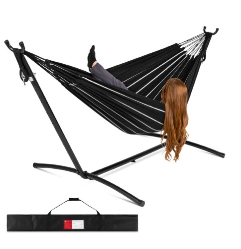 2-Person Brazilian-Style Double Hammock w/ Carrying Bag and Steel Stand,APPEARS NEW - Lot 184