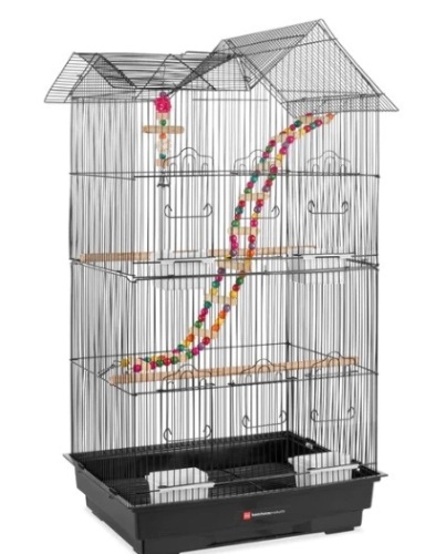 Indoor Outdoor Iron Birdcage w/ Removable Tray, 4 Feeders, 2 Toys - 36in,E COMMERCE RETURN - Lot 196