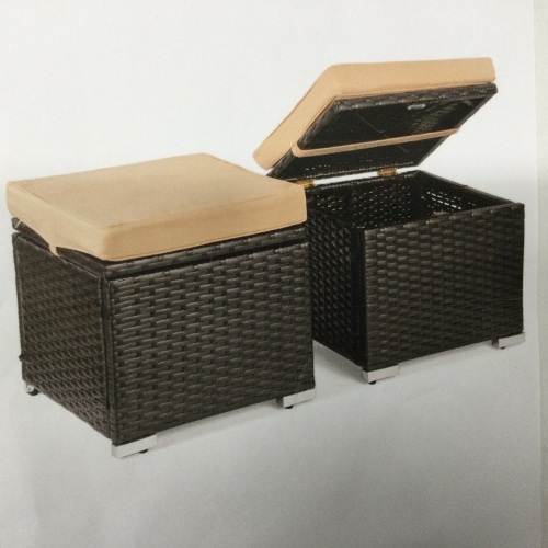 Set of 2 Wicker Ottomans, Multipurpose w/ Removable Cushions, Steel Frame,APPEARS NEW - Lot 226