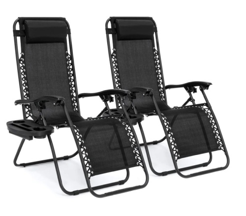 Set of 2 Adjustable Zero Gravity Patio Chair Recliners w/ Cup Holders,NEW - Lot 164