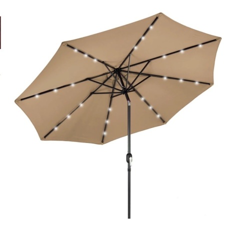 Solar LED Lighted Patio Umbrella w/ Tilt Adjustment, UV-Resistance - 10ft,APPEARS NEW - Lot 147