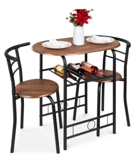 3-Piece Wooden Table & Chairs Dining Set w/ Lower Storage Shelf,APPEARS NEW  - Lot 91