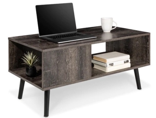Wooden Mid-Century Modern Coffee Accent Table w/ Open Storage Shelf,APPEARS NEW - Lot 229