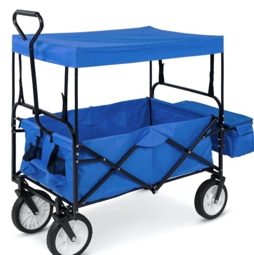 Utility Wagon Cart w/ Folding Design, 2 Cup Holders, Removable Canopy,E-COMMERCE RETURN - Lot 158