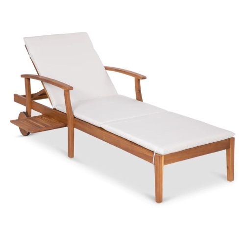 Adjustable Acacia Wood Chaise Lounge Chair w/ Side Table, Wheels - 79x26in,APPEARS NEW - Lot 222