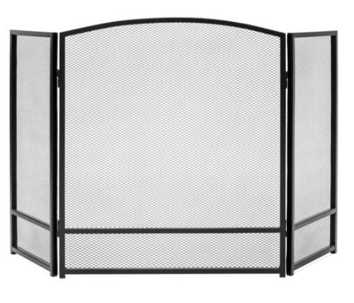 3-Panel Simple Steel Mesh Fireplace Screen w/ Rustic Worn Finish - 47x29in,APPEARS NEW - Lot 254