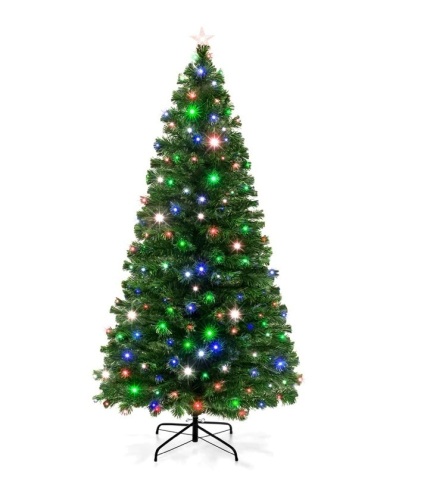 7ft Fiber Optic Artificial Christmas Pine Tree w/ 280 Lights, Stand,Appears New - Lot 256