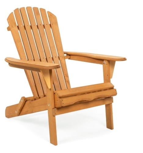 Folding Wooden Adirondack Chair Accent Furniture w/ Natural Finish - Brown,APPEARS NEW  - Lot 253